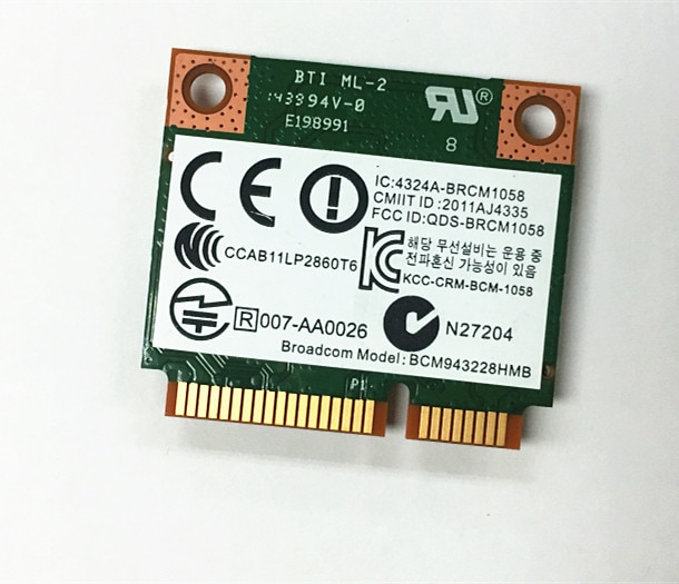 ο  ī Broadcom BCM943228HMB Wifi 4.0 ..